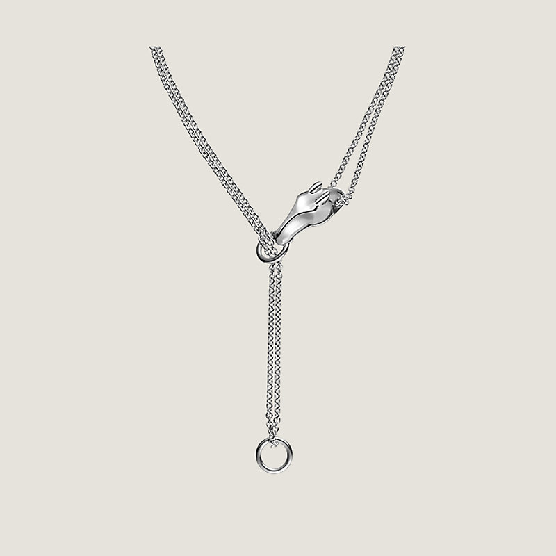 Hermès Galop Necklace Hermes Super Rare Necklace Gallop W Chain Toggle Silver 925